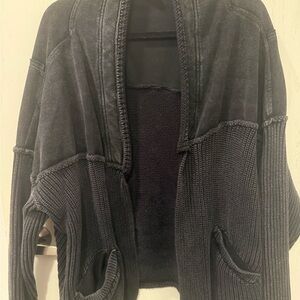 Black Knit Open Cardigan